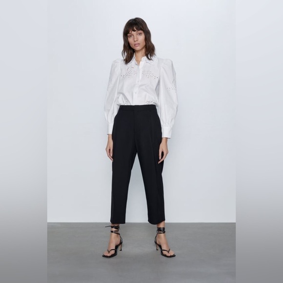 ZARA POPLIN SHIRT WITH EYELET EMBROIDERY SIZE M - Picture 13 of 14